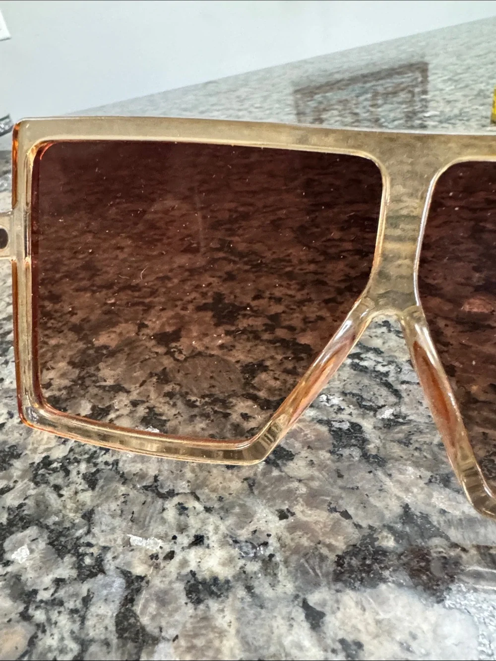 Oversized Square Gradient Sunglasses - Amber Frame, Brown Lenses